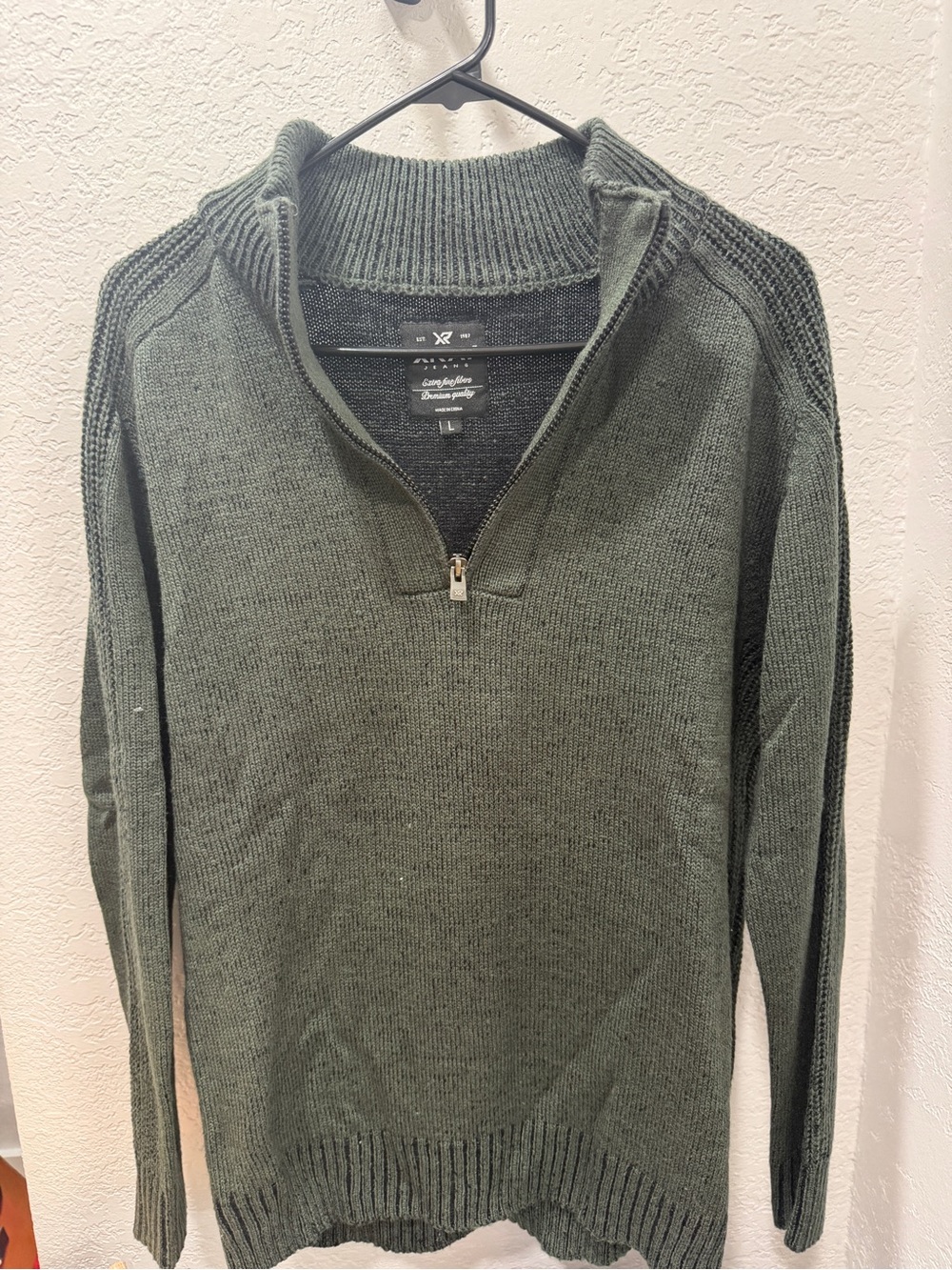 Men's Half-Zip Sweater Pullover - Olive Green